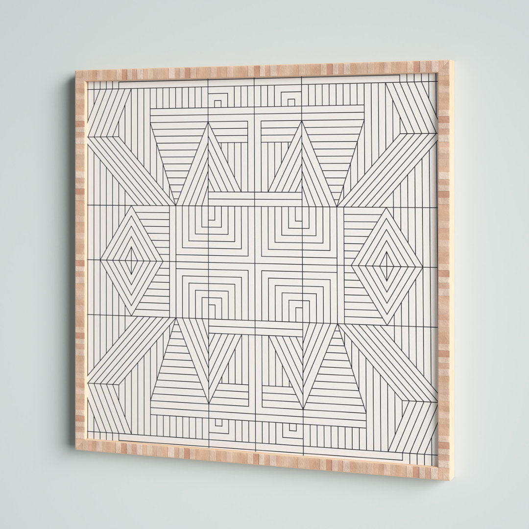 Line Mandala' - Picture Frame Graphic Art Print on Paper Mercury Row® Size: 20" H x 20" W x 1" D