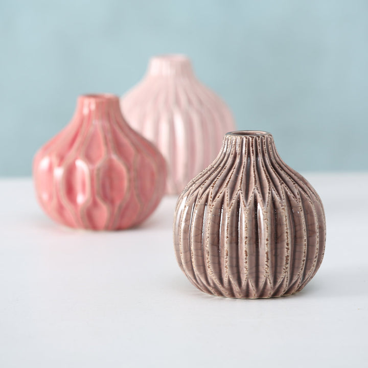 3 Piece Pink/Mauve/Rose Stoneware Table Vase Set Dakota Fields Color: Pink/Mauve/Rose