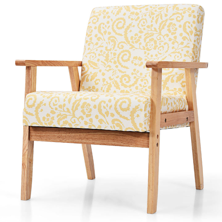 25" Wide Linen Armchair George Oliver Fabric: Yellow Floral 100% Linen