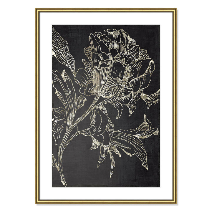 Golden Flower Folklore I by Asia Jensen - Picture Frame Graphic Art Print Joss & Main Size: 36.75" H x 26.75" W Format: Gold Framed