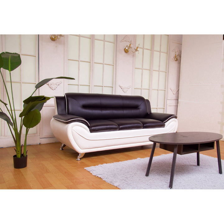Mulvey 80" Faux Leather Pillow Top Arm Sofa Orren Ellis Upholstery Color: Black/White
