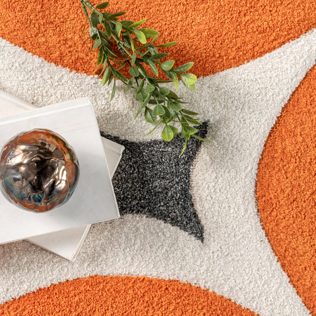 Southam Geometric Accent Rug for Living Room Bedroom Dining Room Entryway Kitchen, Deep Orange/White Wade Logan® Rug Size: Runner 2'6" x 12'