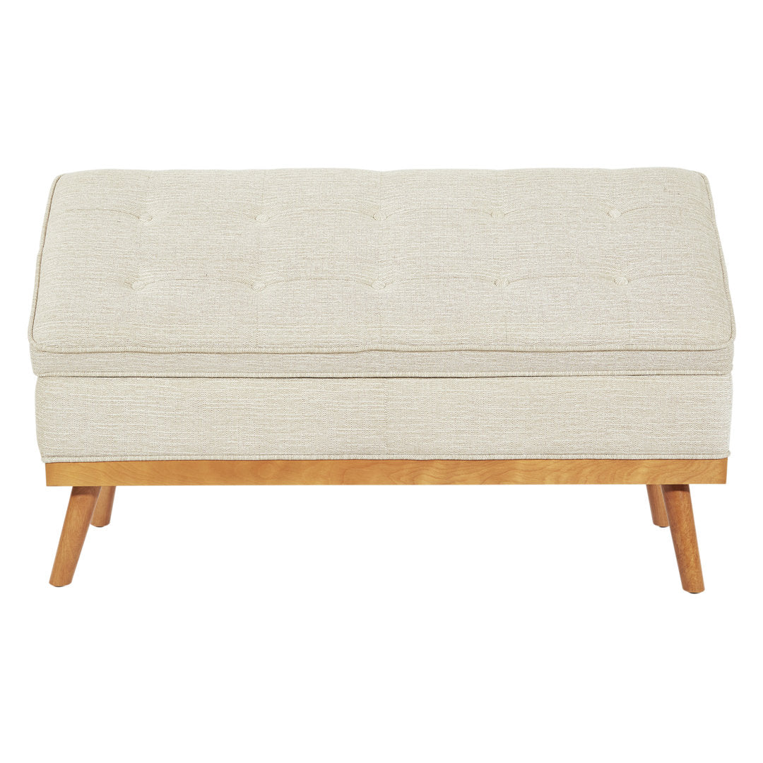 Boyu Upholstered Flip Top Storage Bench George Oliver Upholstery Color: Beige Polyester Blend