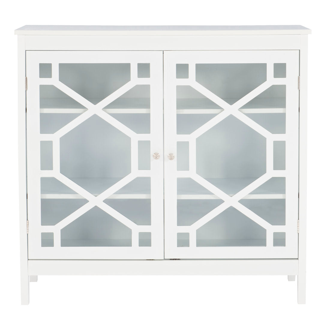 Fiama 38" Three Shelf Accent Cabinet with Two Glass Doors Red Barrel Studio® Color: White
