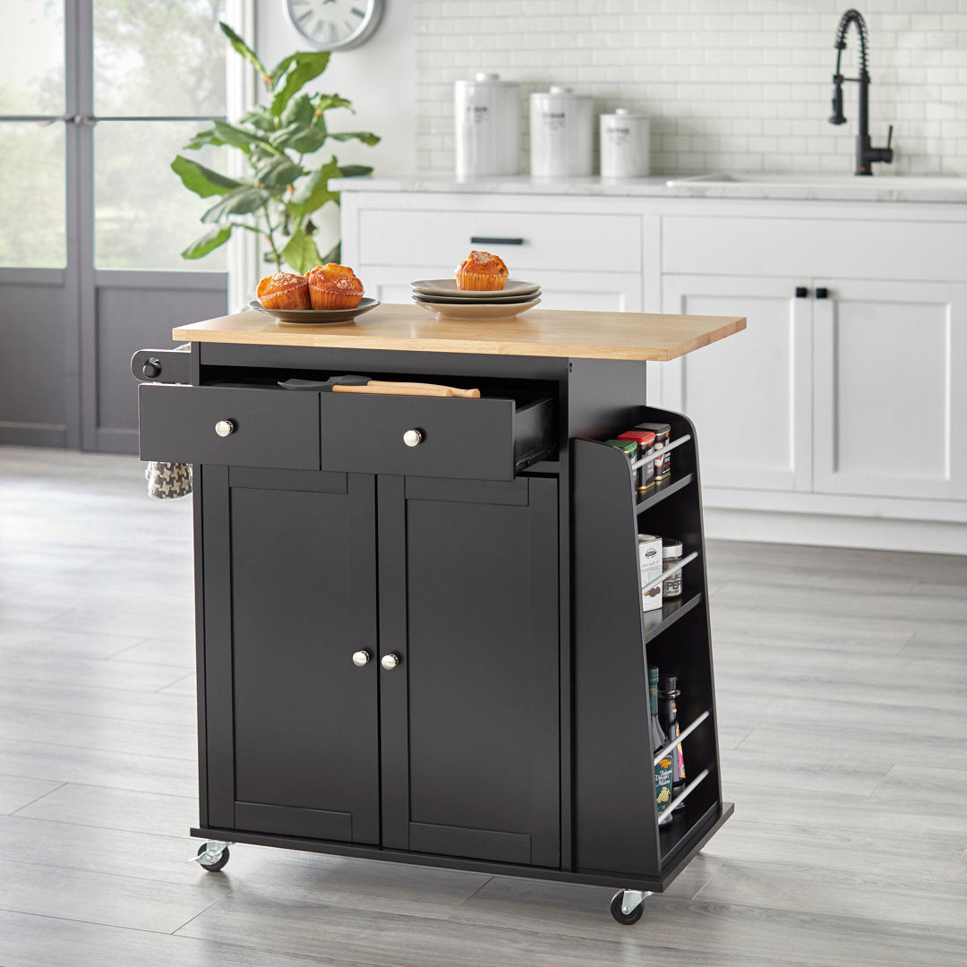 Ferraro Kitchen Cart Alcott Hill® Base Finish: Black