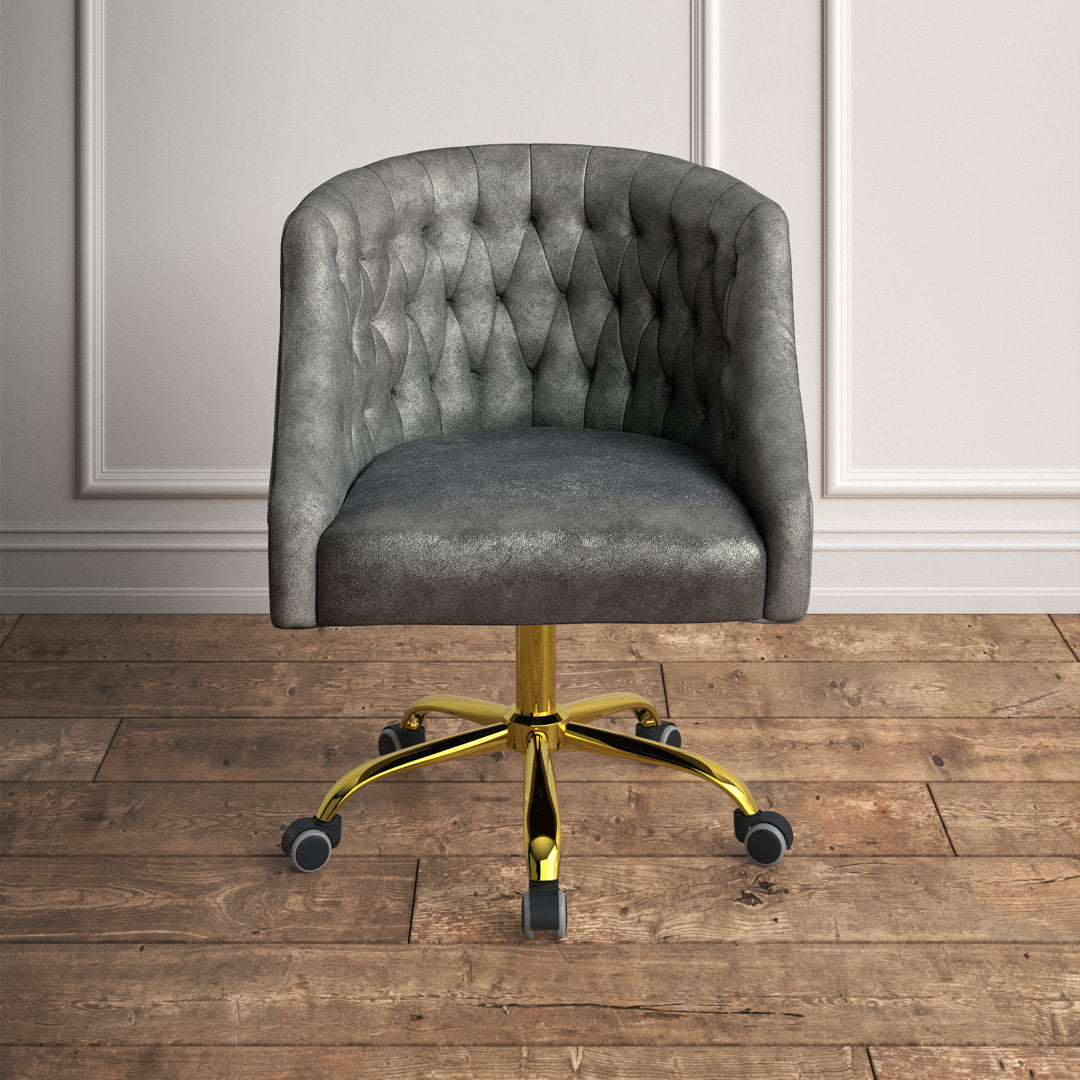 Louise 35.5'' H Velvet Hand-Curated Task Chair with Button Tufted Kelly Clarkson Home Upholstery Color: Charcoal Velvet