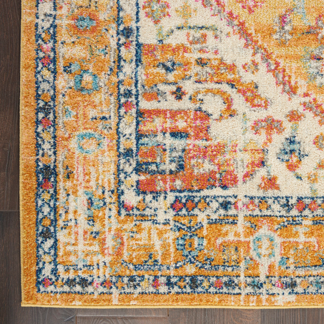 Baylee Oriental Yellow/Ivory Area Rug Kelly Clarkson Home Rug Size: Runner 2'2" x 7'6"