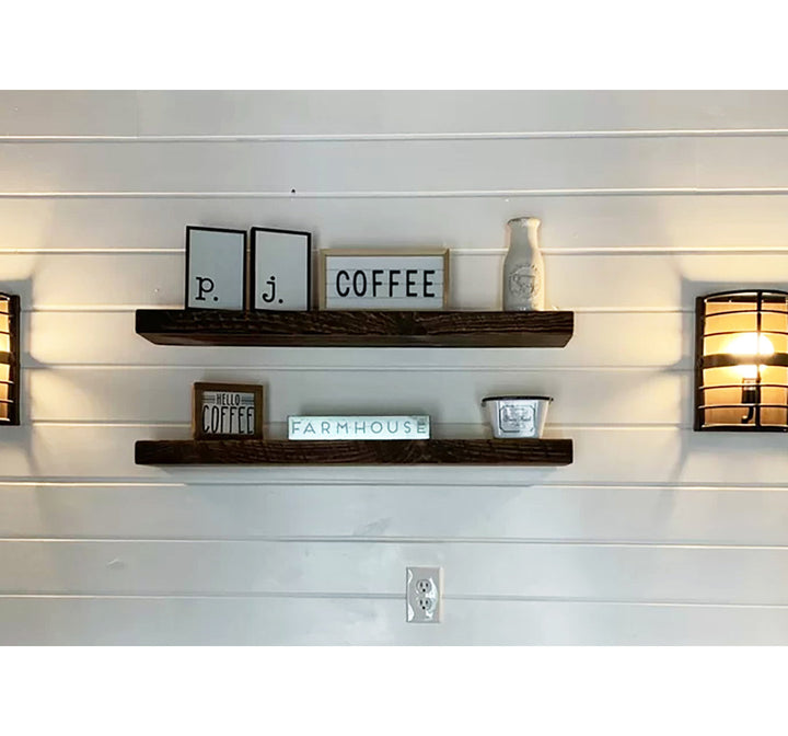 Eneas Pine Solid Wood Floating Shelf Millwood Pines Size: 2" H x 30" W x 6" D Finish: Black