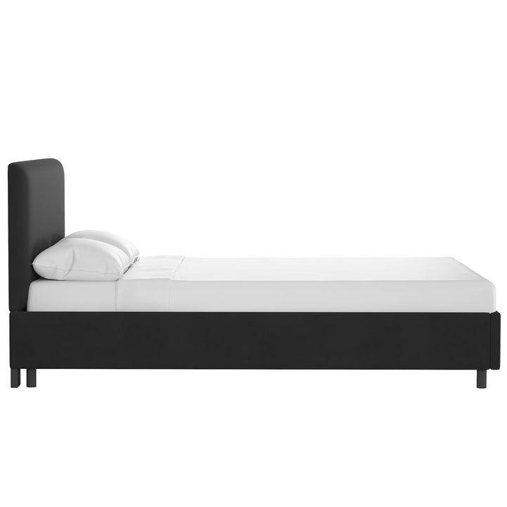 Pyburn Upholstered Low Profile Platform Bed Mercury Row® Color: Classic Black Performance Velvet Size: Full