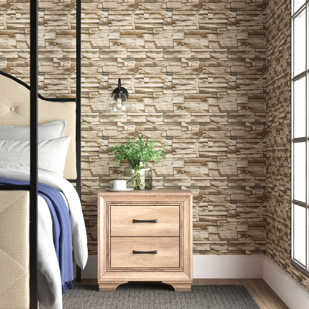 Simonska Stacked Stone 16.5' L x 20.5" W Peel and Stick Wallpaper Roll Lark Manor™