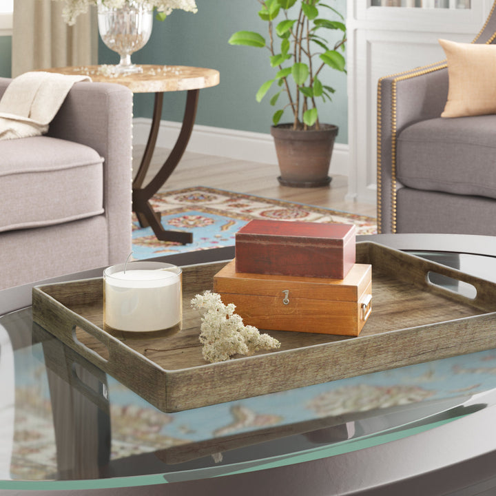Nieman Poplar Coffee Table Tray Highland Dunes Color: White