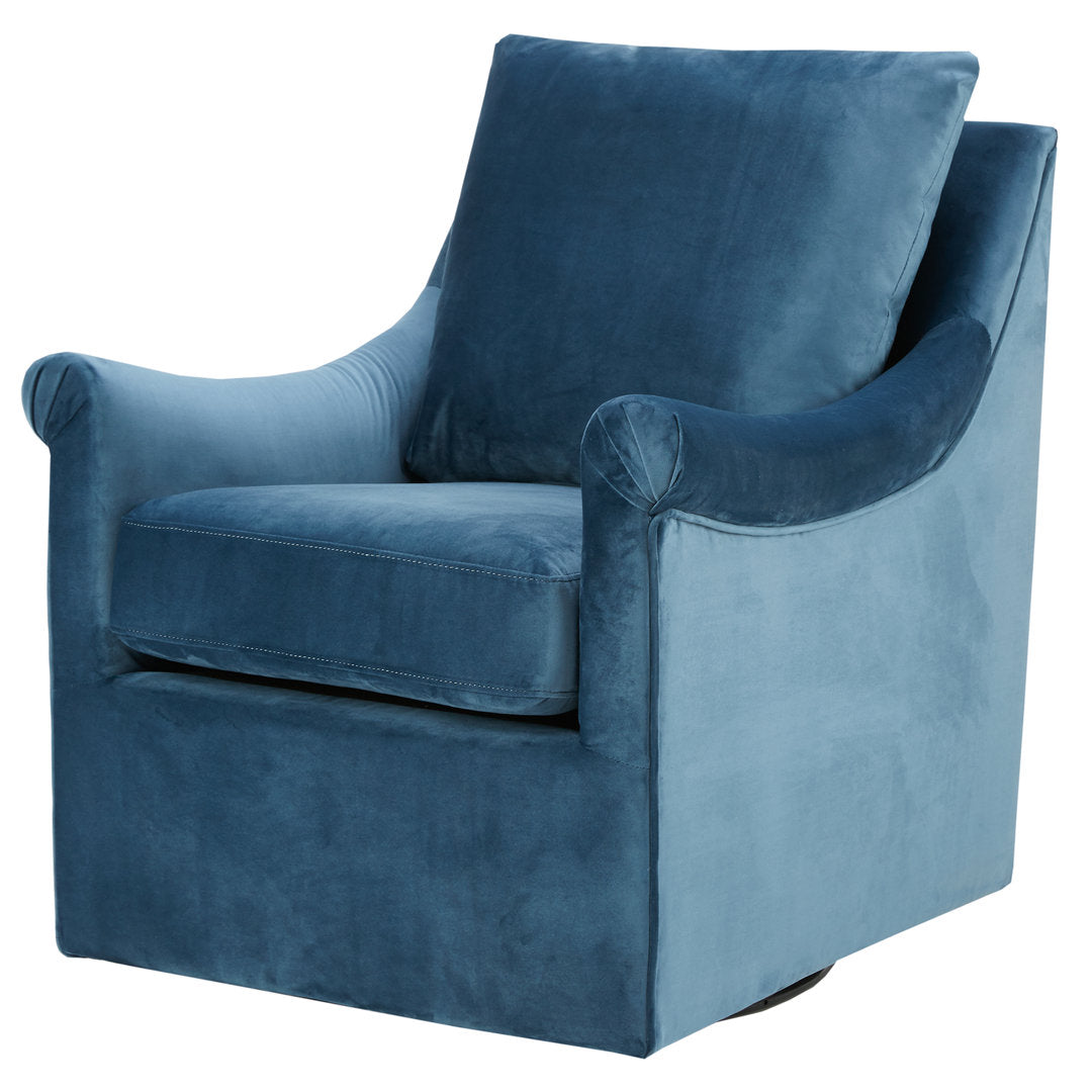 Atlanta Velvet Swivel Armchair Kelly Clarkson Home Upholstery Color: Blue