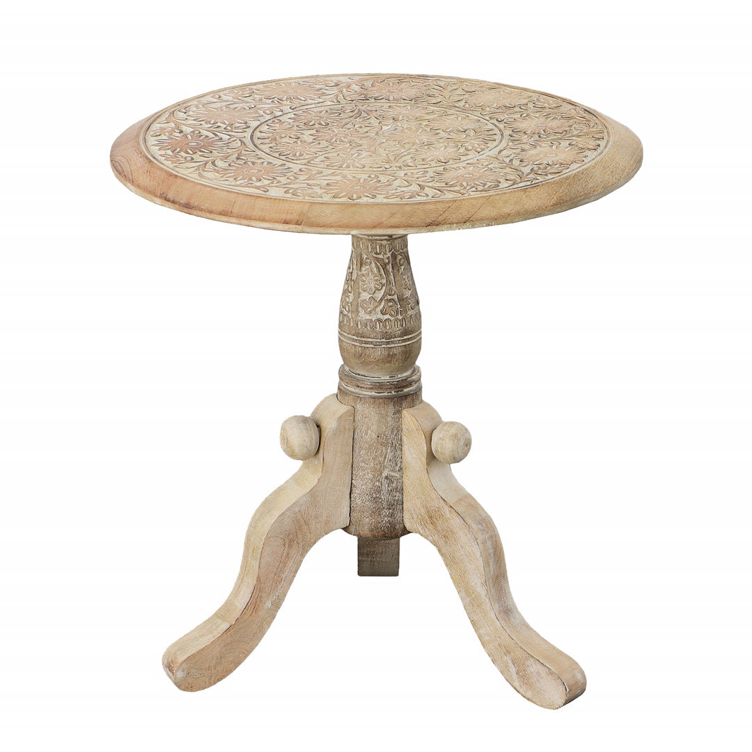 Solid Wood Pedestal End Table Bungalow Rose