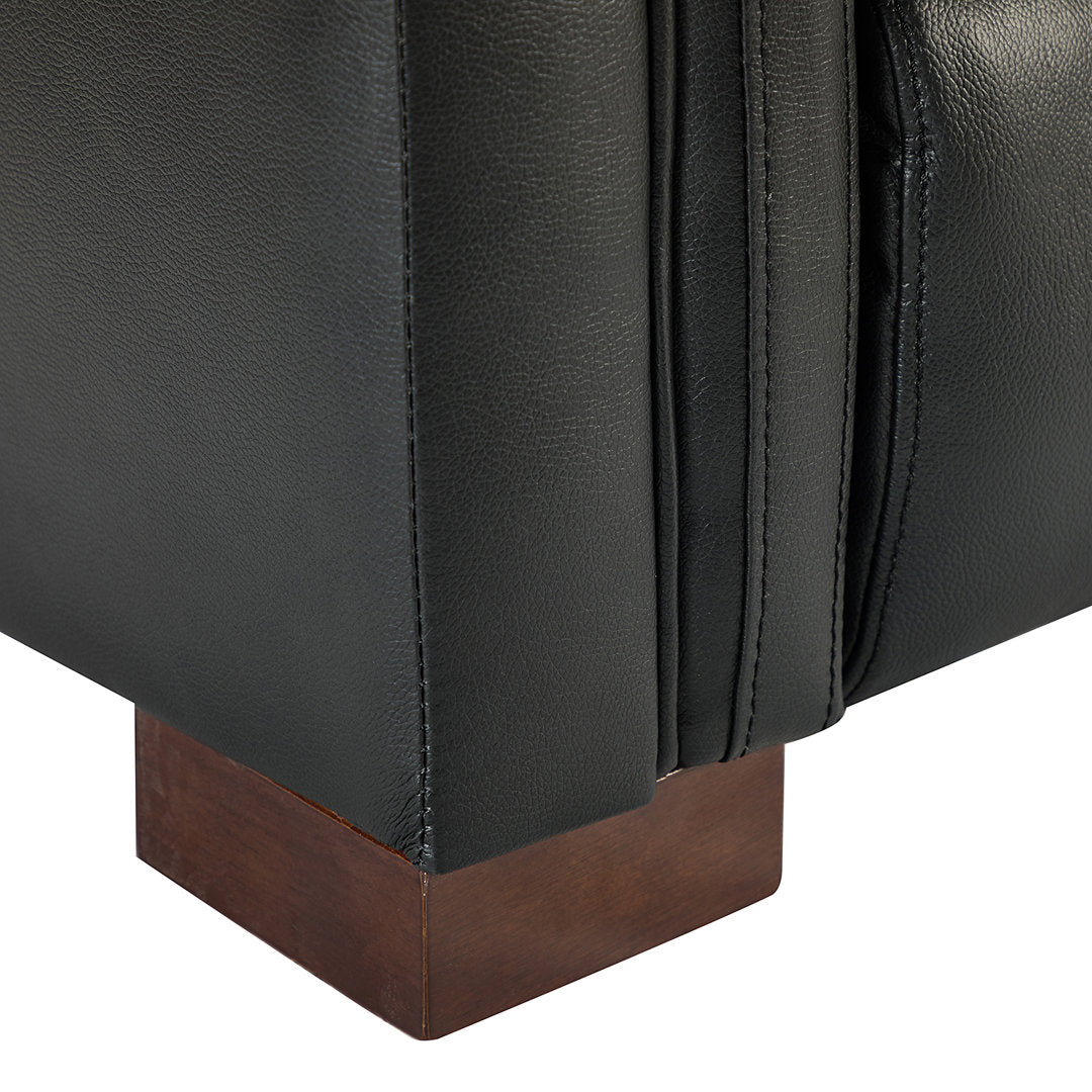 Aziah 34.65" Wide Genuine Leather Power Recliner With USB Port Wade Logan® Body Fabric: Black Genuine Leather