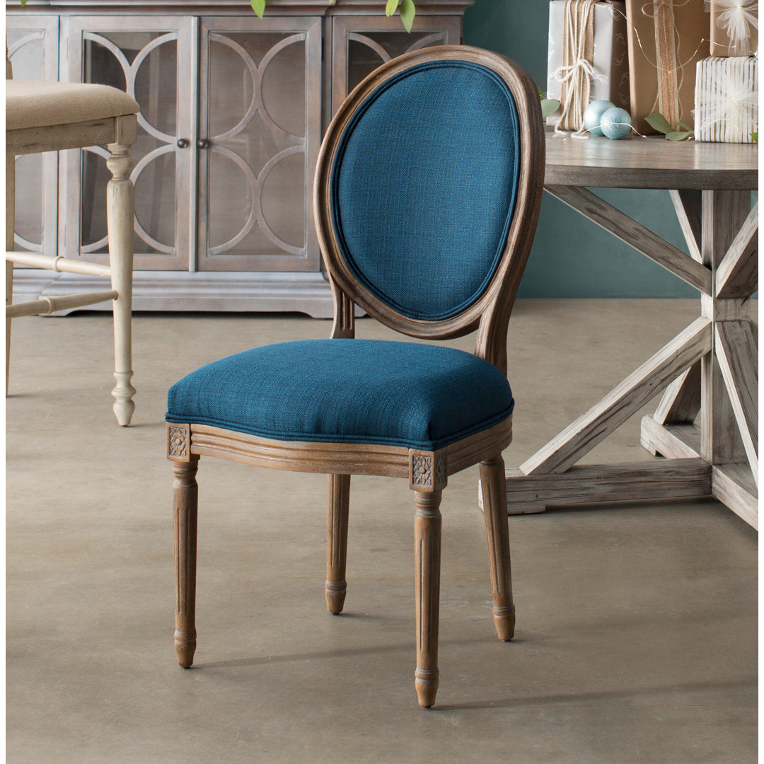 Haleigh King Louis Back Side Chair Ophelia & Co. Upholstery Color: Klein Azure