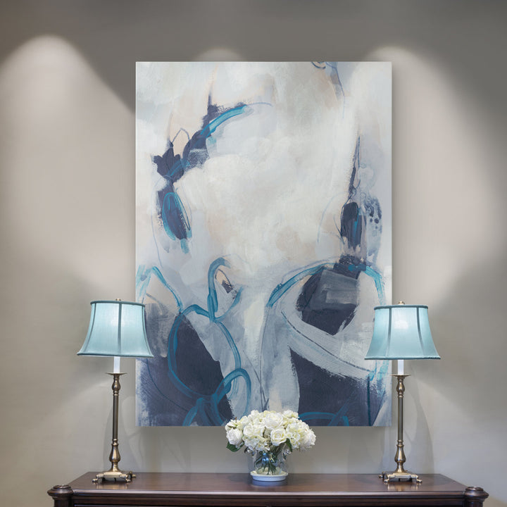 Blue Process I' - Painting Print on Canvas Etta Avenue™ Size: 48" H x 36" W x 1" D Format: Wrapped Canvas