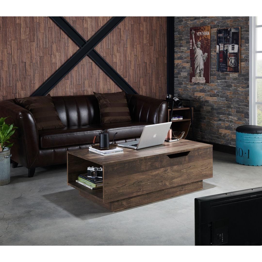 Kianna Lift Top Block Coffee Table with Storage Steelside™ Color: Reclaimed oak
