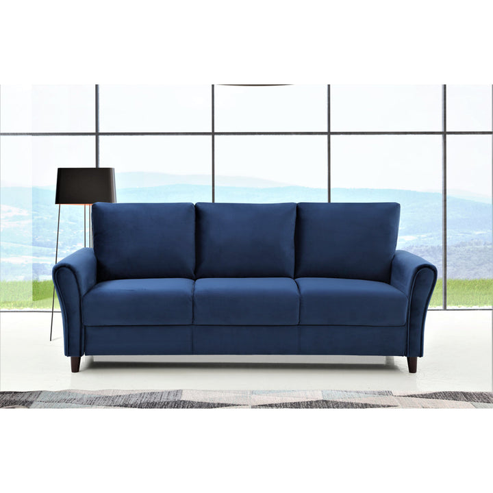 William Street Flared Arm Sofa House of Hampton® Size: 33.46" x 80.31" x 30.32" Fabric: Blue