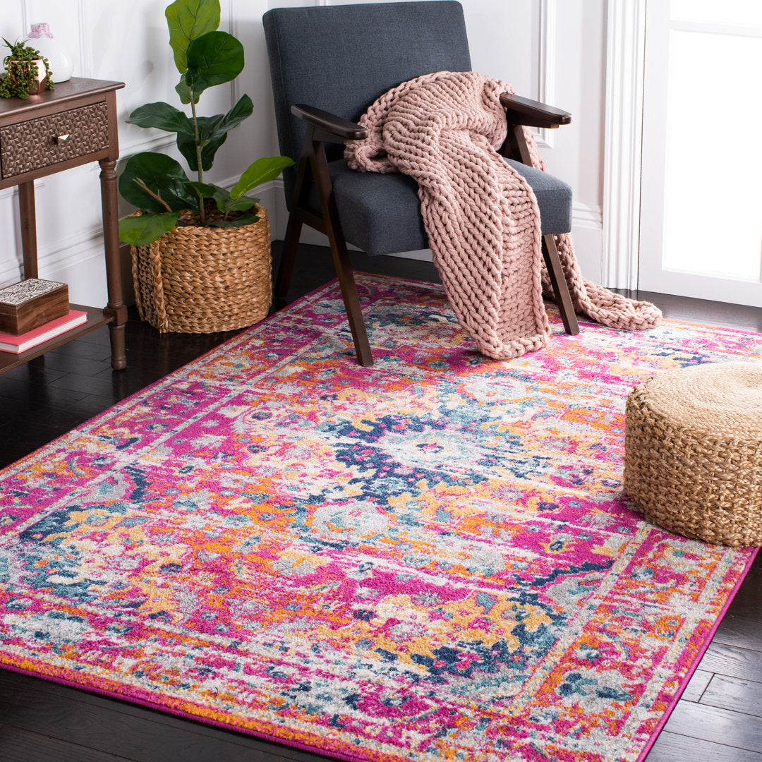 Felty 154 Area Rug In Fuchsia / Gold Langley Street® Rug Size: Rectangle 8' x 10'