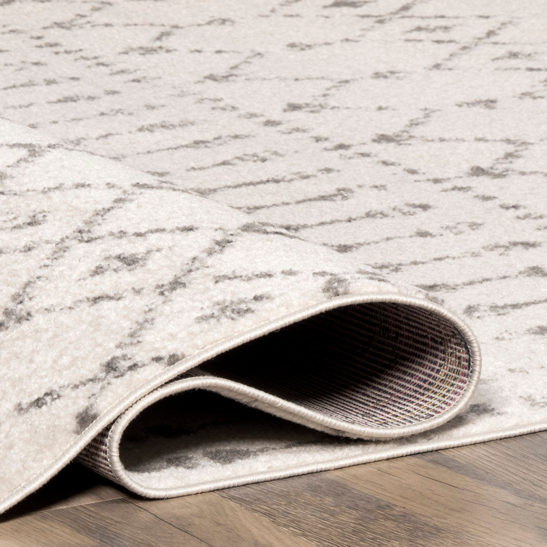 Giannini Geometric Moroccan Area Rug in Gray/ Off White Union Rustic Rug Size: Square 8'