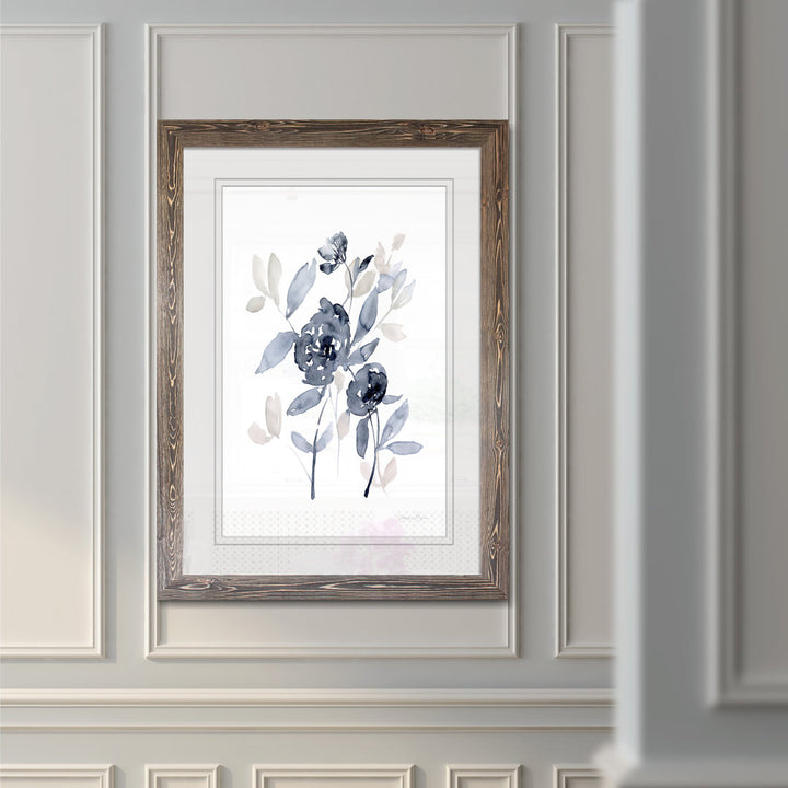 Peonies In Gray I' - Picture Frame Print on Glass Winston Porter Size: 28" H x 38" W x 1.25" D Format: Framed Espresso Print
