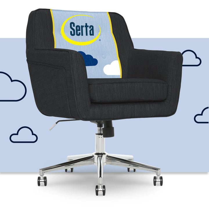 Serta Ashland Modern Office Chair, Mid-Back, Quality Memory Foam Cushion, Metal Base Chrome Finish Serta Color: Charcoal