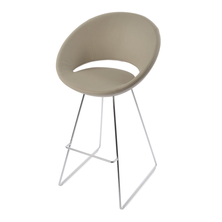 Crescent Wire Bar & Counter Stool sohoConcept Upholstery: Bone Faux Leather, Seat Height: Counter Stool (24" Seat Height)