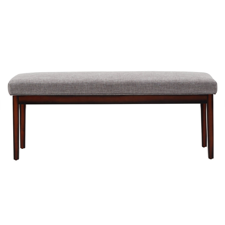 Lancaster Solid Wood Bench Three Posts™ Upholstery Color: Gray Linen