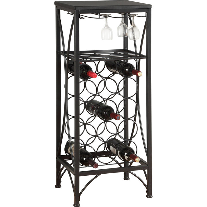 Arveda Home Bar, Wine Rack, Metal, Black, Black, Transitional Lark Manor™ Finish: Black