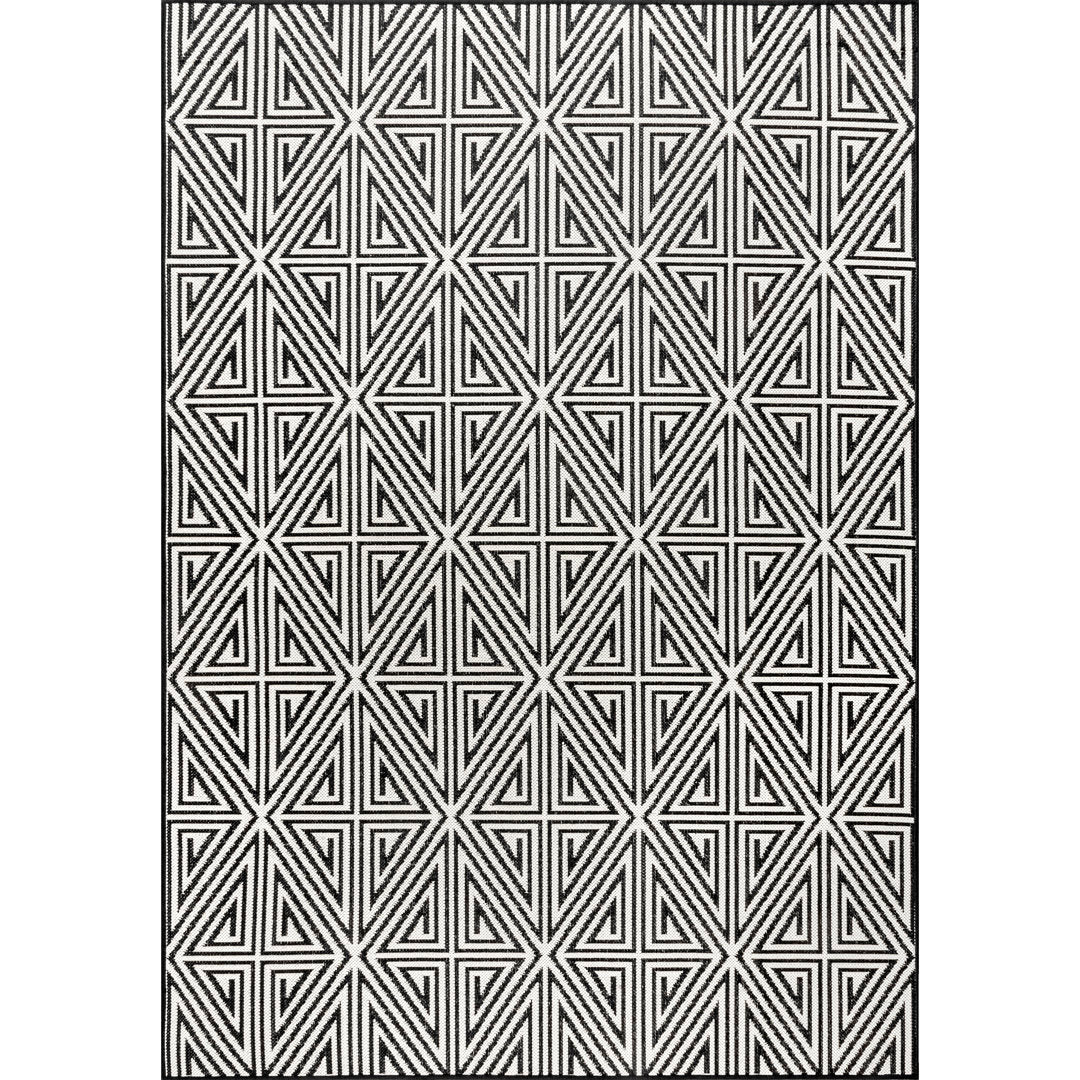 Cahuilla Geometric Black/White Indoor / Outdoor Area Rug Wade Logan® Rug Size: Rectangle 5' x 8'