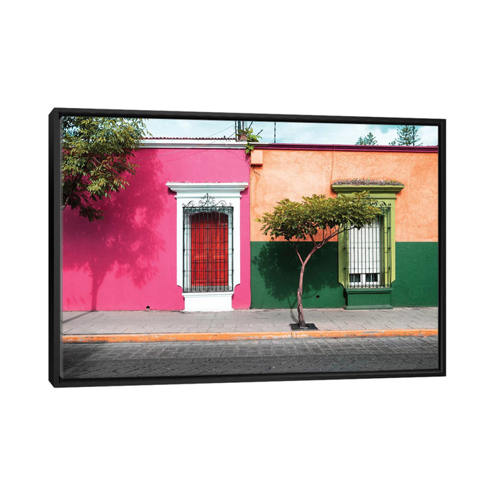 ¡Viva Mexico! Series: Mexican Colorful Facades' Photographic Print on Canvas East Urban Home Mat Color: No Mat Size: 40" H x 60" W x 1.5" D Format: Black Framed Canvas