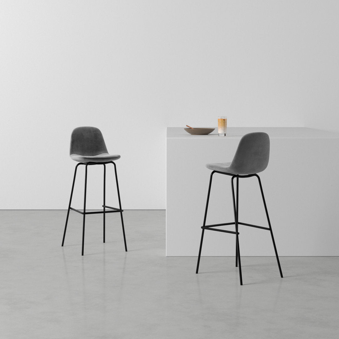 Kody Upholstered Bar & Counter Stool (Set of 2) AllModern Color: Platinum Velvet Seat Height: Bar Stool (30.5" Seat Height)