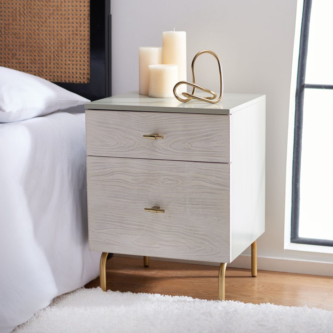 Linaris 2 - Drawer Nightstand Ivy Bronx Color: Gray/White Washed