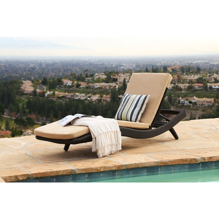 Cleghorn 79" Long Reclining Single Chaise Sunbrella with Cushion Ivy Bronx Color: Buttercream Beige