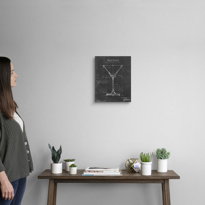 Barware Blueprint V - Graphic Art Print on Canvas 17 Stories Size: 14" H x 11" W x 1.25" D Format: Wrapped Canvas