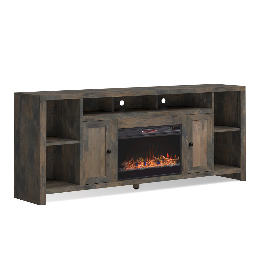 Columbia 84 inch Electric Fireplace TV Stand for TVs up to 88 inches, Barnwood Finish Greyleigh™
