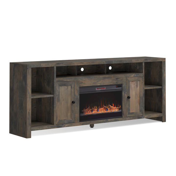 Columbia 84 inch Electric Fireplace TV Stand for TVs up to 88 inches, Barnwood Finish Greyleigh™