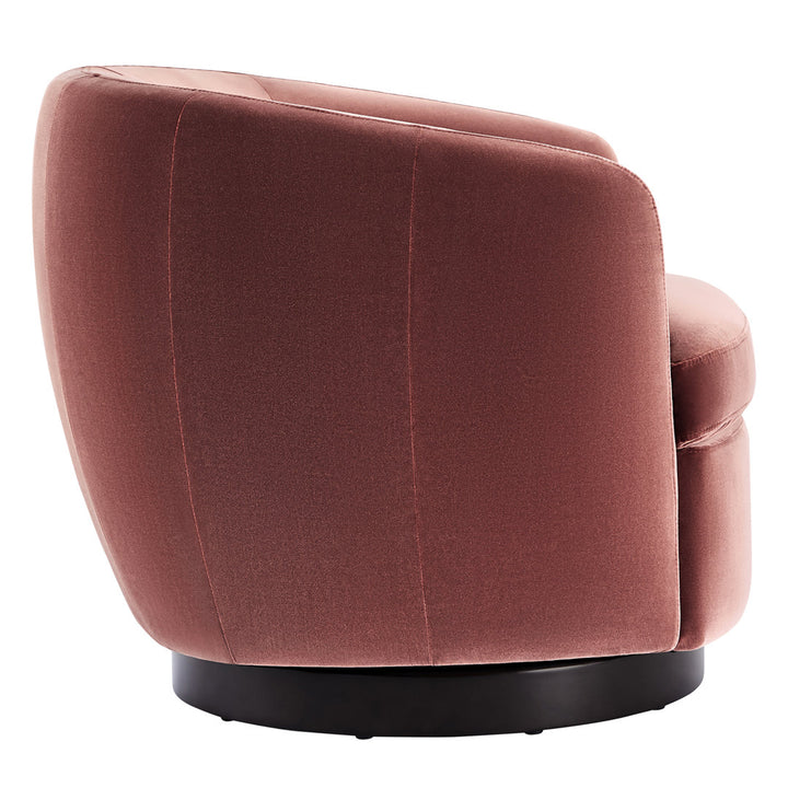 Marcy Upholstered Swivel Barrel Chair Joss & Main Leg Color: Espresso Fabric OR Leather Type: Falkirk Reddish Brown Velvet