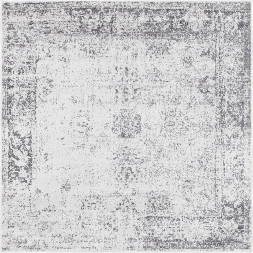 Brandt Floral Gray Area Rug Mistana™ Rug Size: Square 6'1"