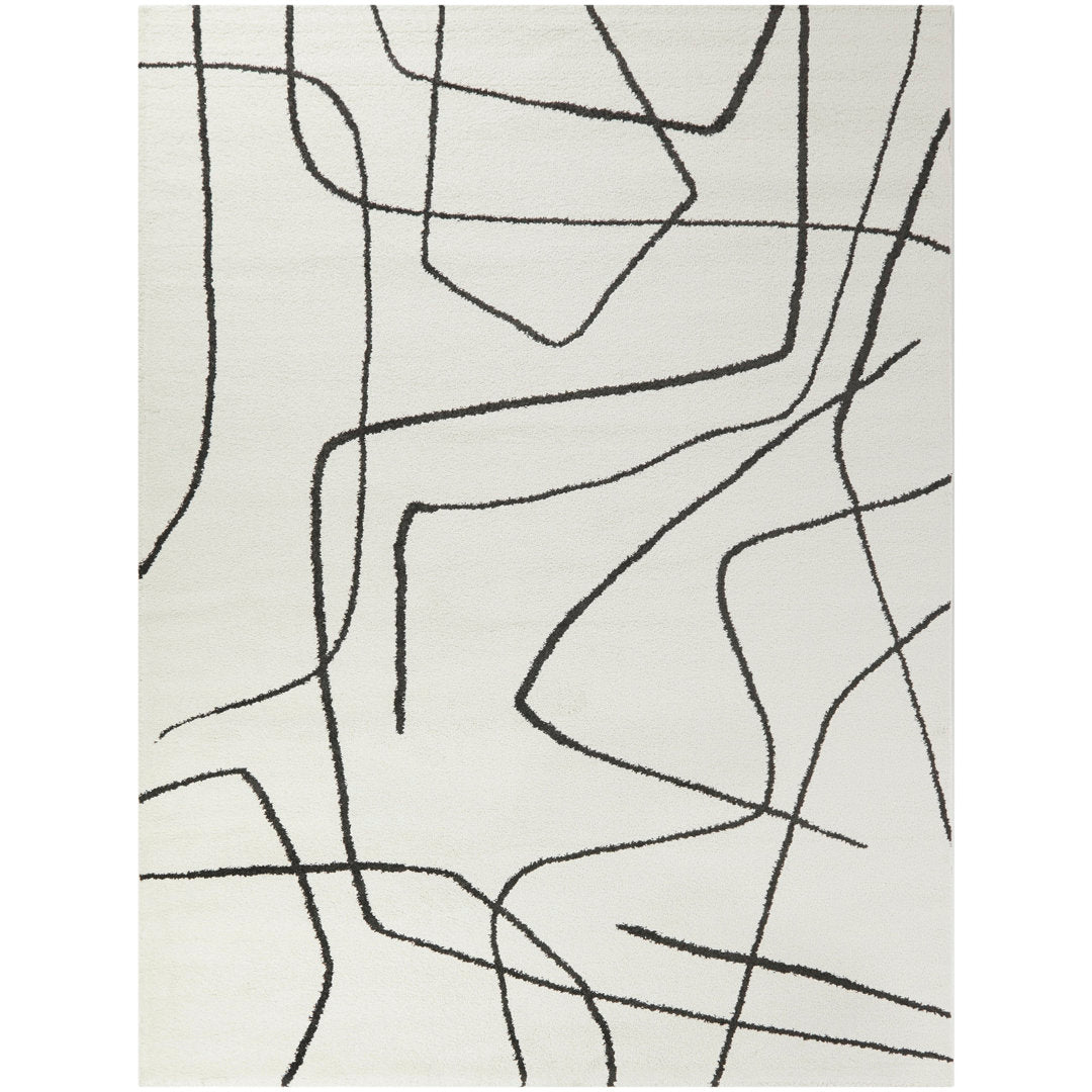 Goodrow Abstract Charcoal/White Area Rug Mercury Row® Rug Size: Rectangle 8'9" x 12'