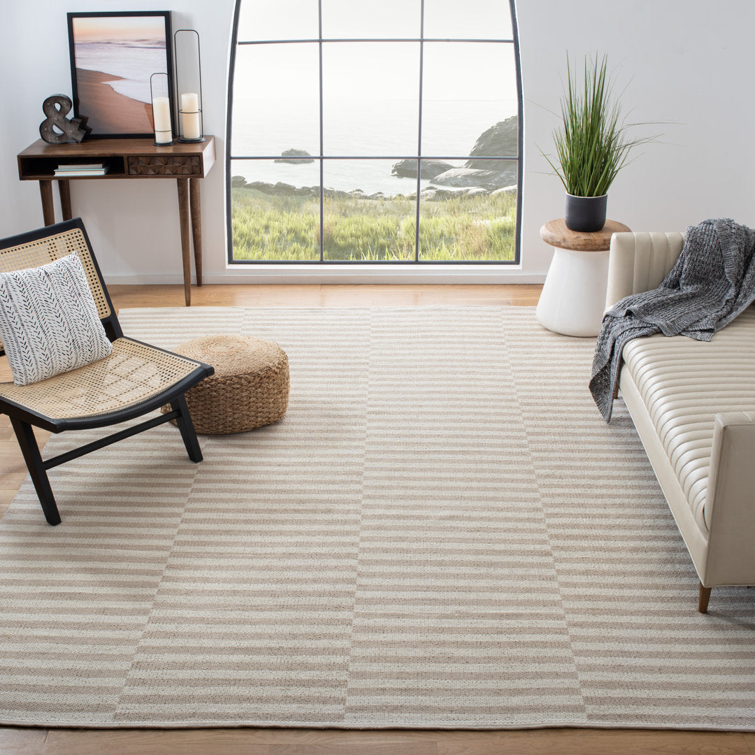 Ilona Striped Hand Loomed Cotton Area Rug in Ivory/Light Gray Birch Lane™ Rug Size: Rectangle 4' x 6'