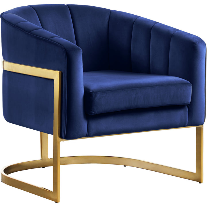 Barnicle 30" Wide Velvet Barrel Chair Everly Quinn Body Fabric: Navy Velvet
