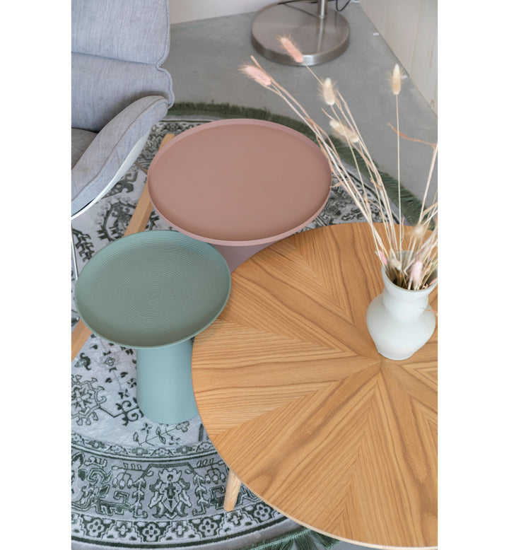 Ringar Tray Top Pedestal End Table Luxury Furnitures Color: Rose Pink