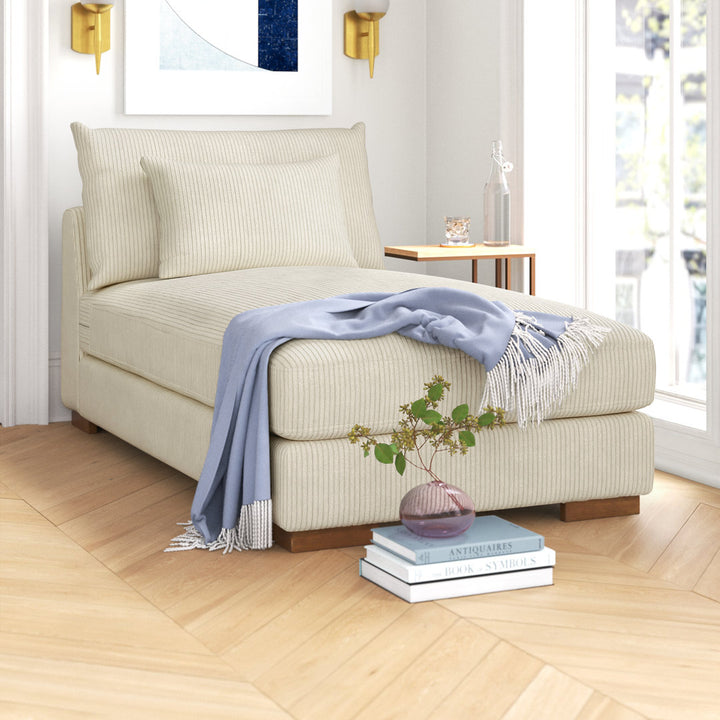 Ayvion Upholstered Chaise Lounge Wade Logan® Fabric: Beige Corduroy