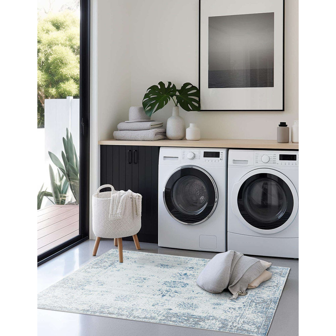 Brandt Abstract Light Blue/Navy Area Rug Mistana™ Rug Size: Square 8'