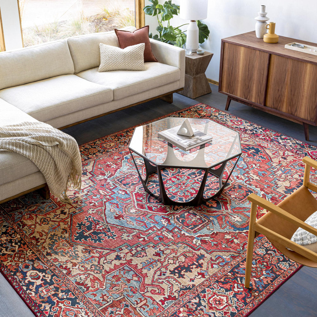 Fleckenstein Oriental Bright Red/Beige/Blue Area Rug Langley Street® Rug Size: Rectangle 7'6" x 9'6"