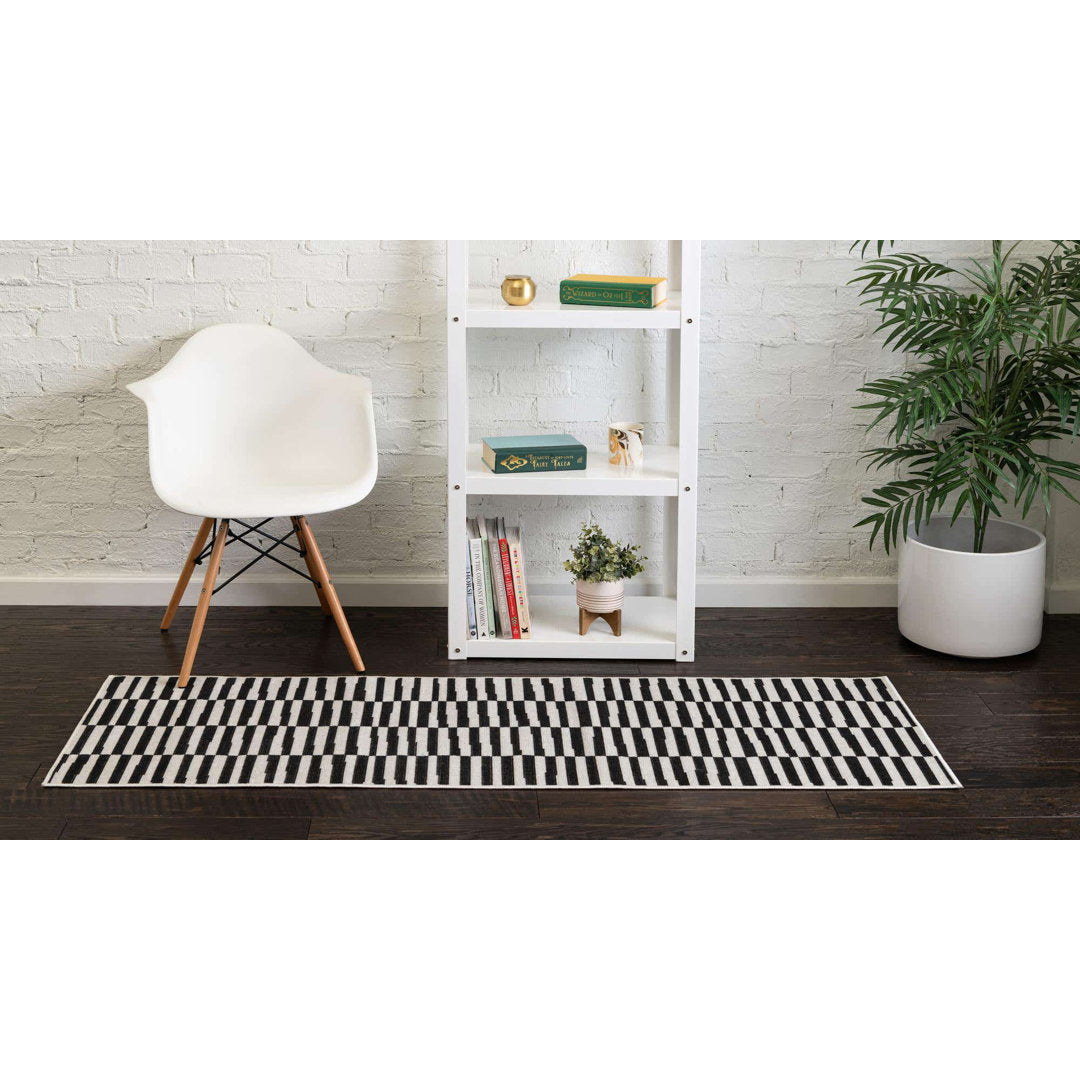 Arzilla Striped Ivory/Black Area Rug Wade Logan® Rug Size: Runner 2'9" x 9'10"