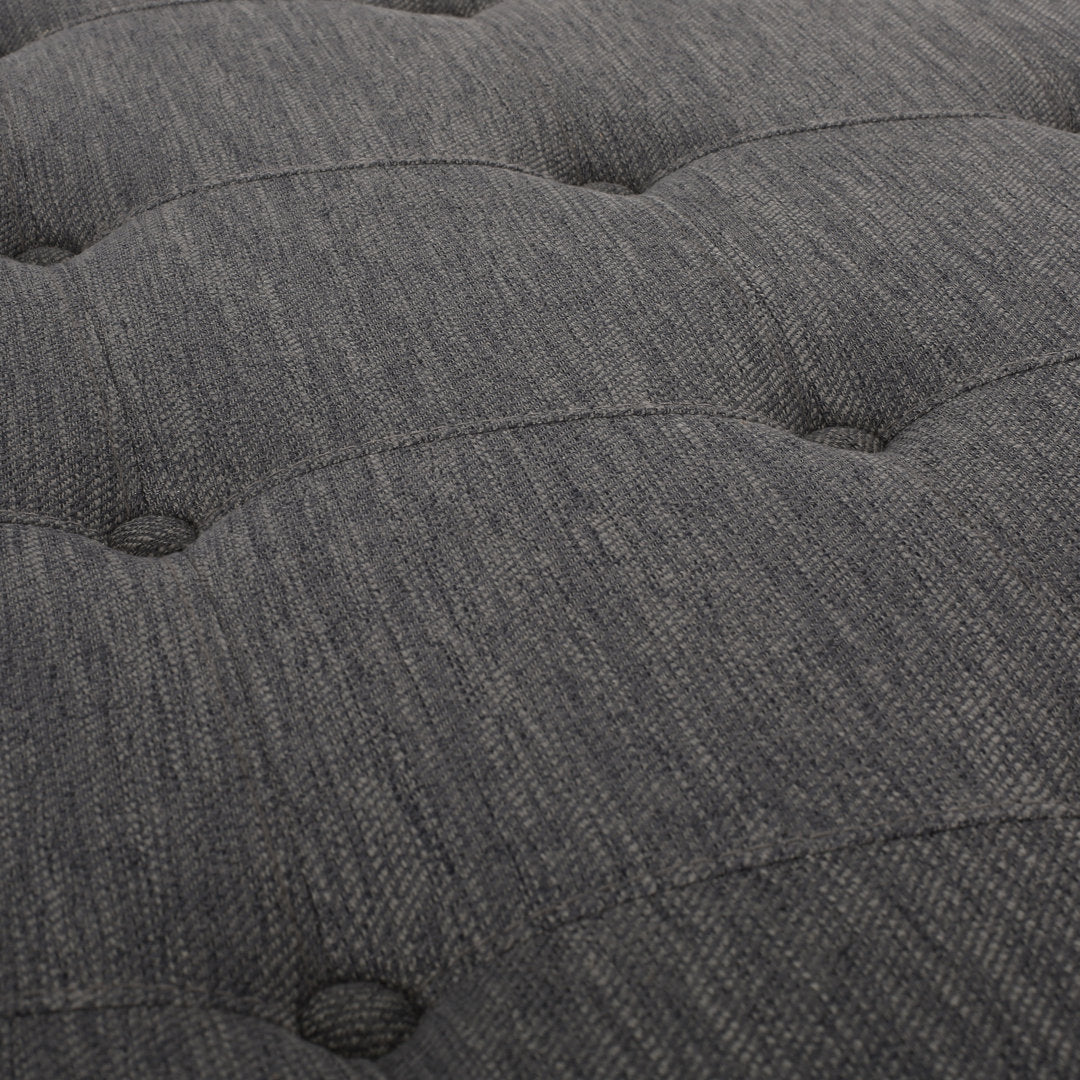 Tawney 40" Wide Tufted Round Cocktail Ottoman with Storage Rosalind Wheeler Leg Color: Gray Body Fabric: Charcoal Polyester
