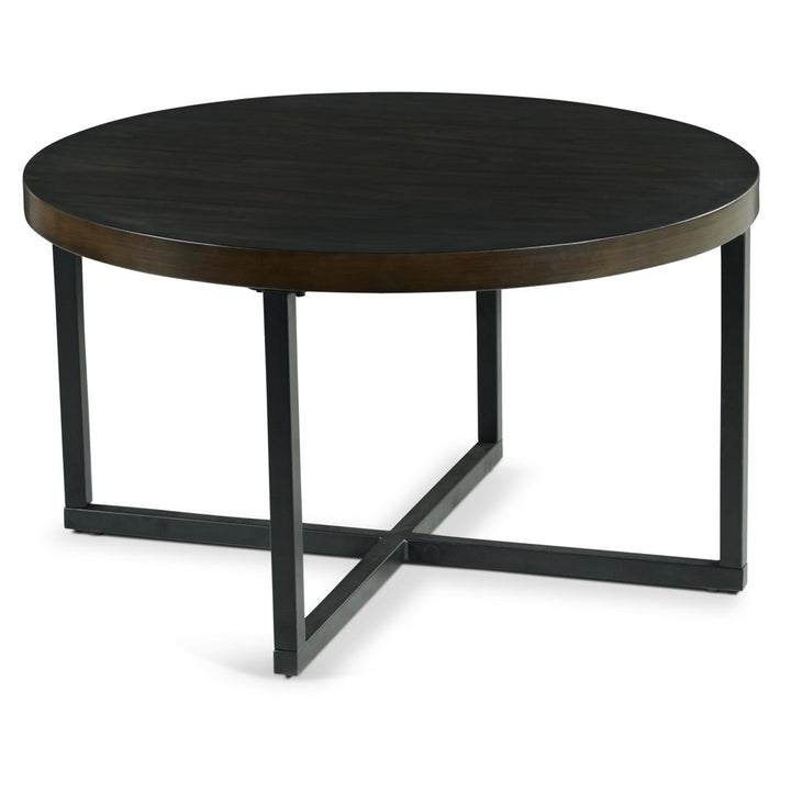 Appio 36" Round Coffee Table with 4 Stools Wade Logan® Table Top Color: Dark Brown Wood