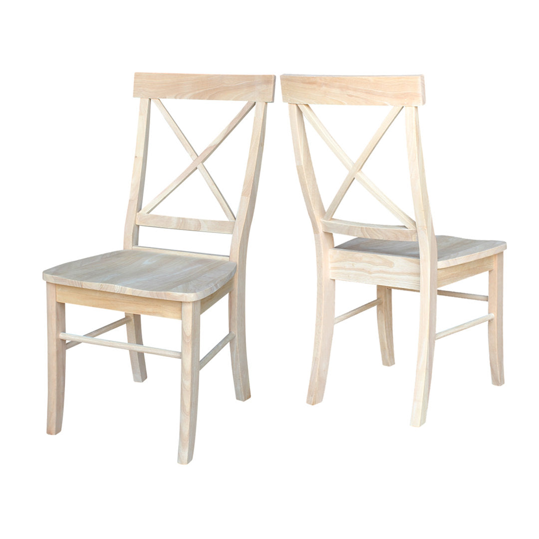 Solid Wood Cross Back Side Chair (Set of 2) August Grove® Color: Unfinished